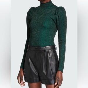Alice + Olivia Emerald Metallic Turtleneck